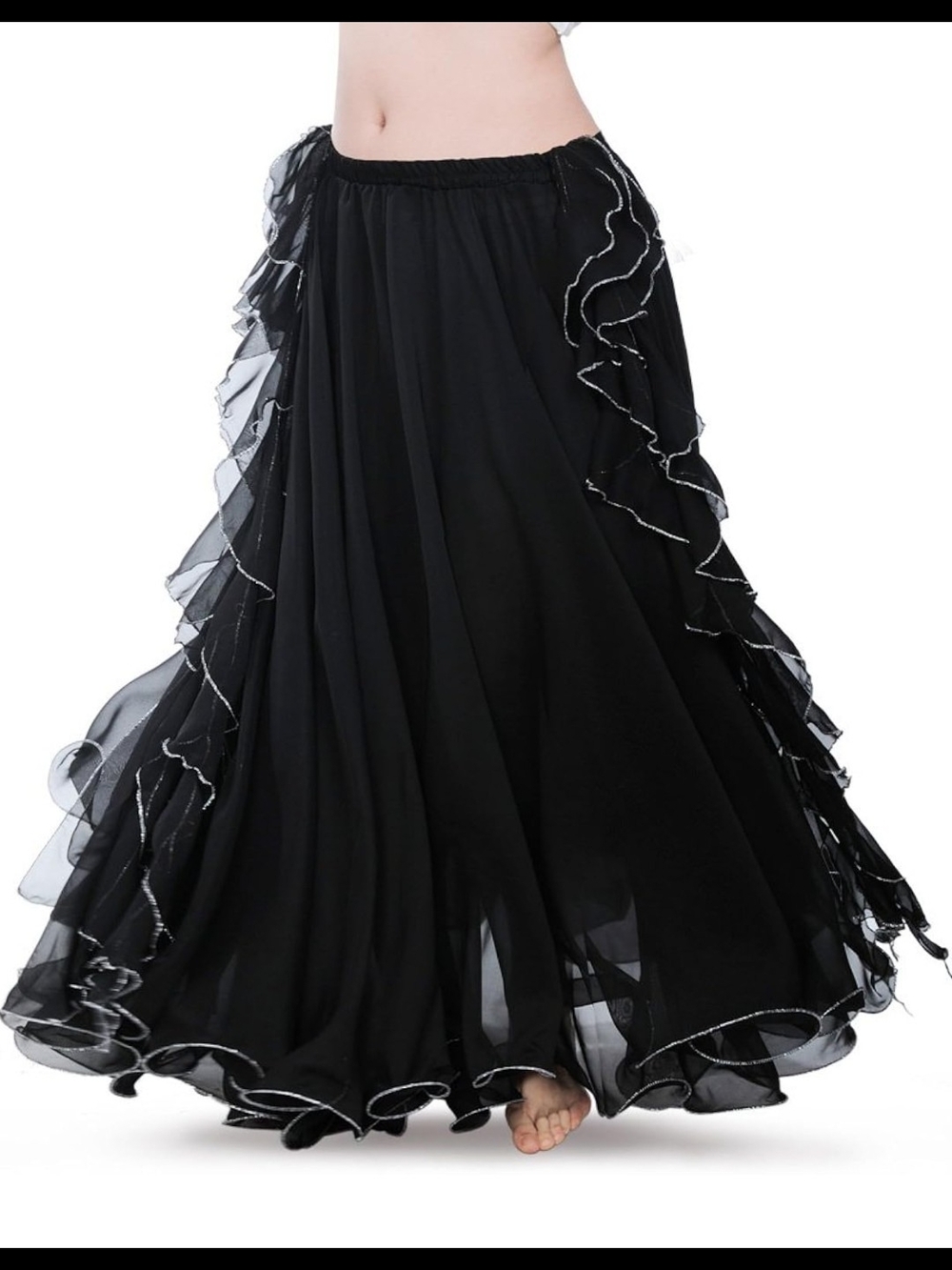 Chiffon Belly Dance Skirt Slit Bellydance Skirts Tribal Belly Dancer Costumes - Picture 3 of 10